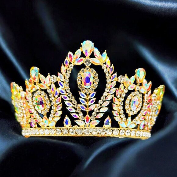 Princess Crown, Crystal Gold Crown, Beautiful Goddess Crown, Prom Headpiece main image 5